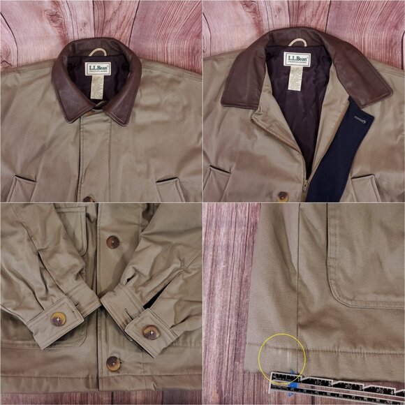 Vtg LL Bean Jacket Mens Large Field Barn Chore Leather Collar Wool Lined Hunting - Picture 10 of 15